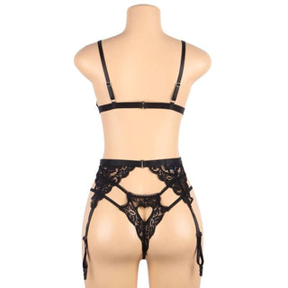 SUBBLIME - SET THREE PIECES SET BRA+ GARTER BELT + THONG L/XL