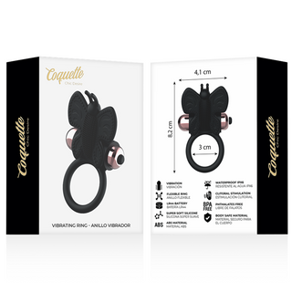 Coquette Chic Desire - Cock Ring Butterfly With Vibrator Black/ Gold