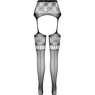 PASSION - S030 TIGHTS WITH BLACK GARTER ONE SIZE