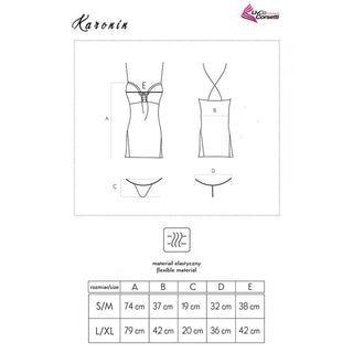 LIVCO CORSETTI FASHION - KARONIN LC 90628 SHIRT + PANTY BLACK L/XL