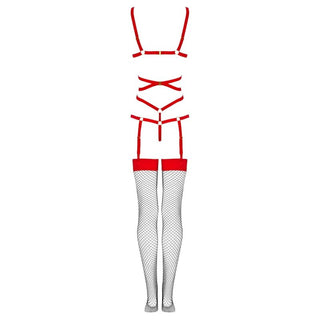 LIVCO CORSETTI FASHION - THIARA LC 20213 SET BODY + STOCKINGS RED L/XL