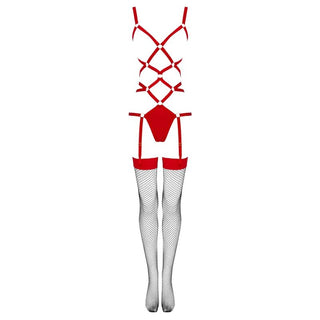 LIVCO CORSETTI FASHION - THIARA LC 20213 SET BODY + STOCKINGS RED L/XL