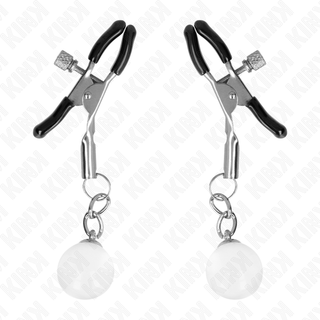 KINK - GLASS BEAD NIPPLE CLAMPS SILVER 6 CM