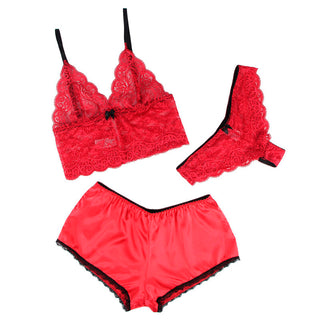 SUBBLIME - 953898 SILK AND LACE NIGHTGOWN + PANTIES RED S/M