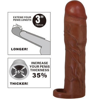PRETTY LOVE - GERD PENIS SLEEVE WITH 7.6 CM EXTENSION MULATTO