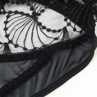 SUBBLIME - 955229 TRANSPARENT BODYSUIT WITH HOLLOW LACE BLACK L/XL