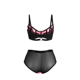 SUBBLIME - 955571 PINK PATENT LEATHER MESH ZIPPER BRA SET S/M