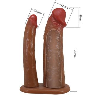 PRETTY LOVE - YAIRON DOUBLE PENIS SLEEVE WITH 4 CM EXTENSION MULATTO