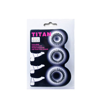 Baile - Titan Set 3Pcs Cock Ring Black 2.8 + 2.4 + 1.9cm