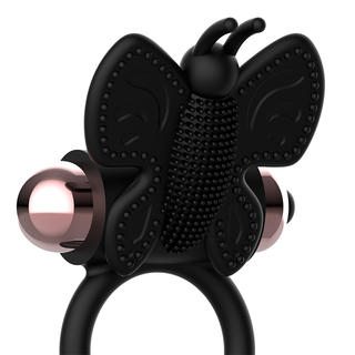 Coquette Chic Desire - Cock Ring Butterfly With Vibrator Black/ Gold