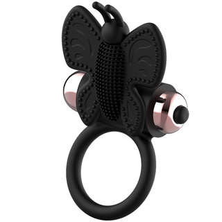 Coquette Chic Desire - Cock Ring Butterfly With Vibrator Black/ Gold