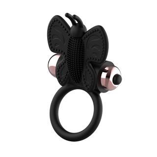 Coquette Chic Desire - Cock Ring Butterfly With Vibrator Black/ Gold